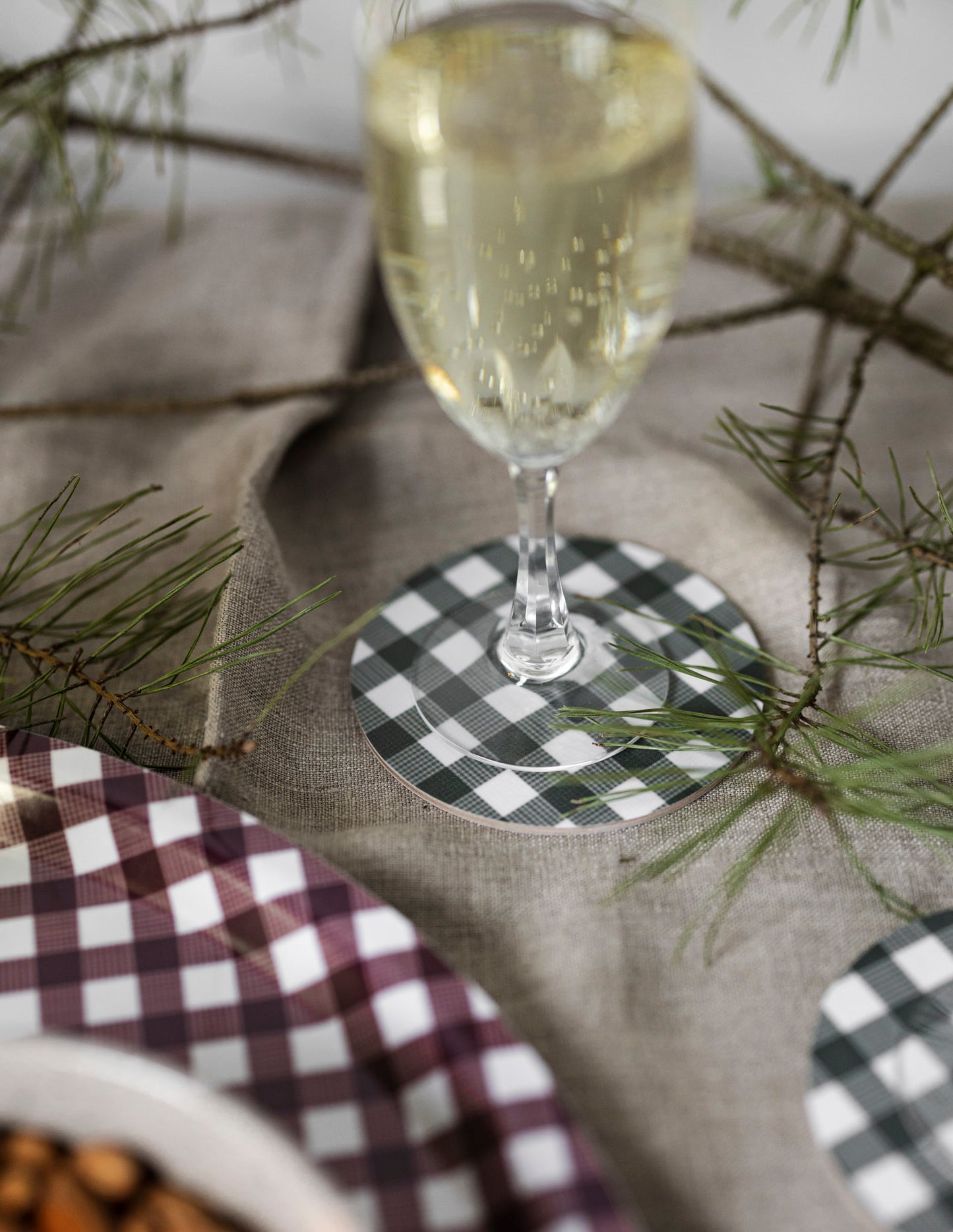Green Gingham Coaster