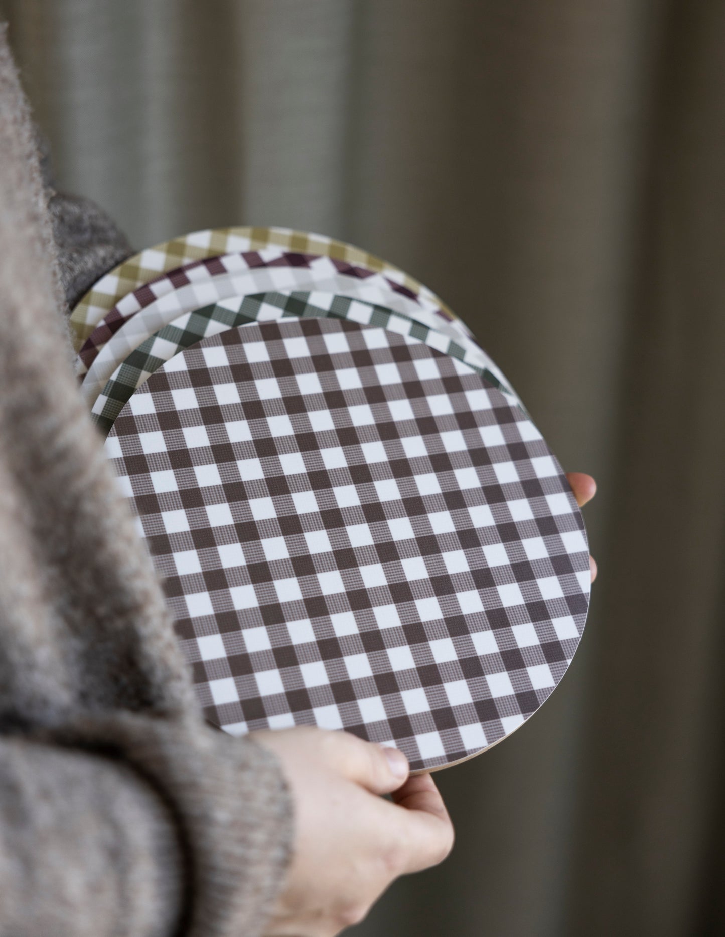 Round Red Gingham Trivet