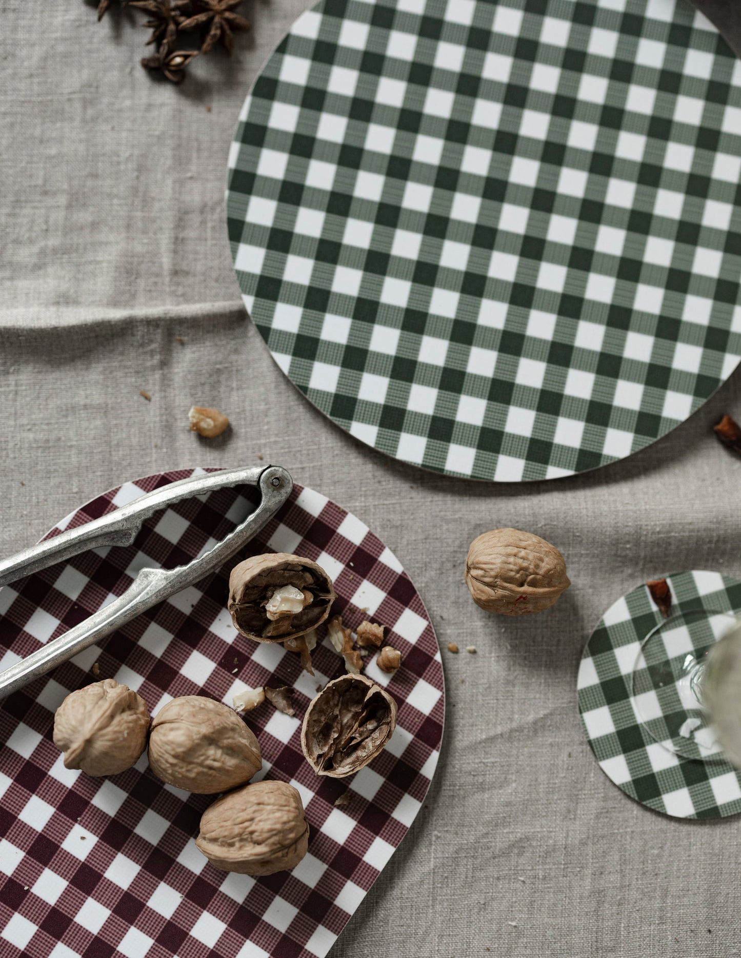 Round Red Gingham Trivet