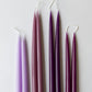 Pair of Pastel Purple Hand dipped Taper candle / Long