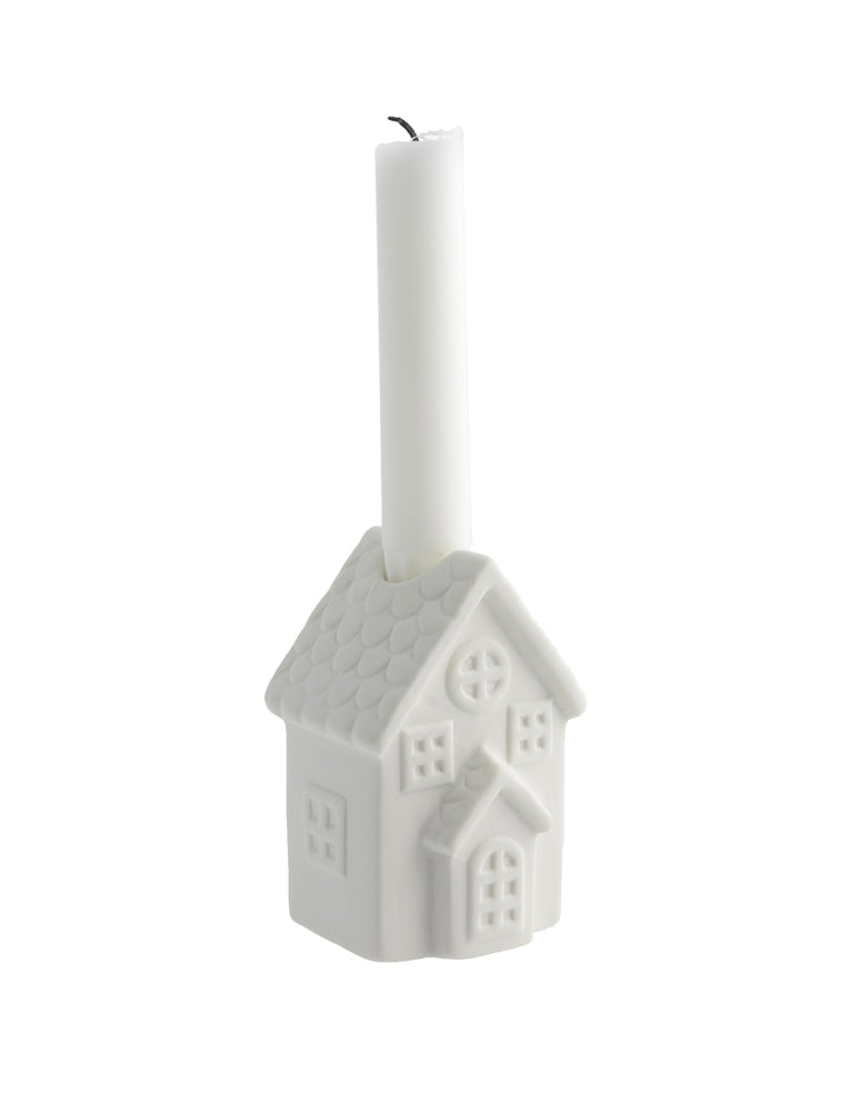 Matt White Ceramic House Candleholder