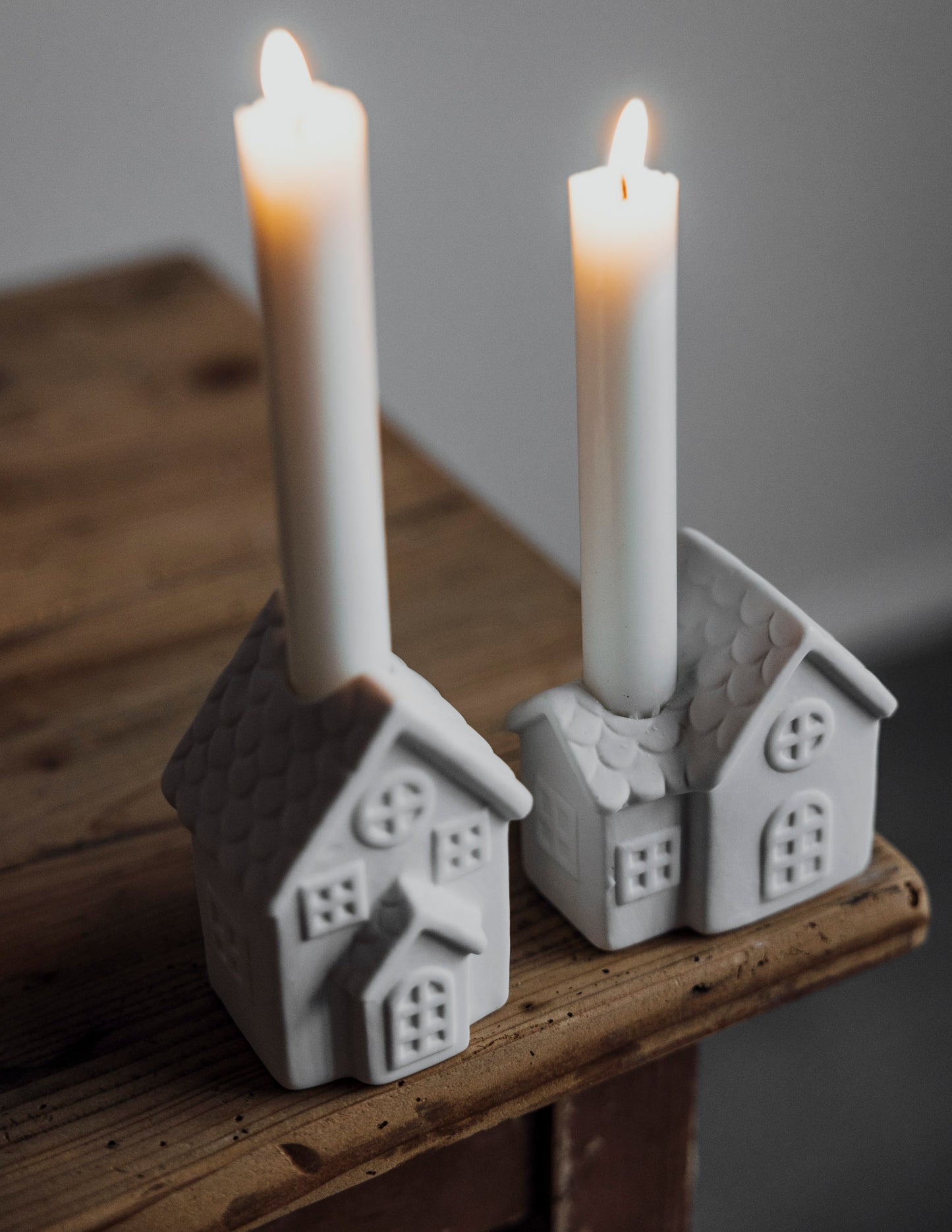 Matt White Ceramic Cottage Candleholder
