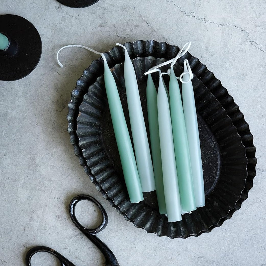 Pair of Mint Green Hand Dipped Taper Candles/Short