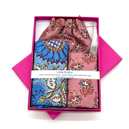 Travel Hand Towel and Hankie Gift Set - A