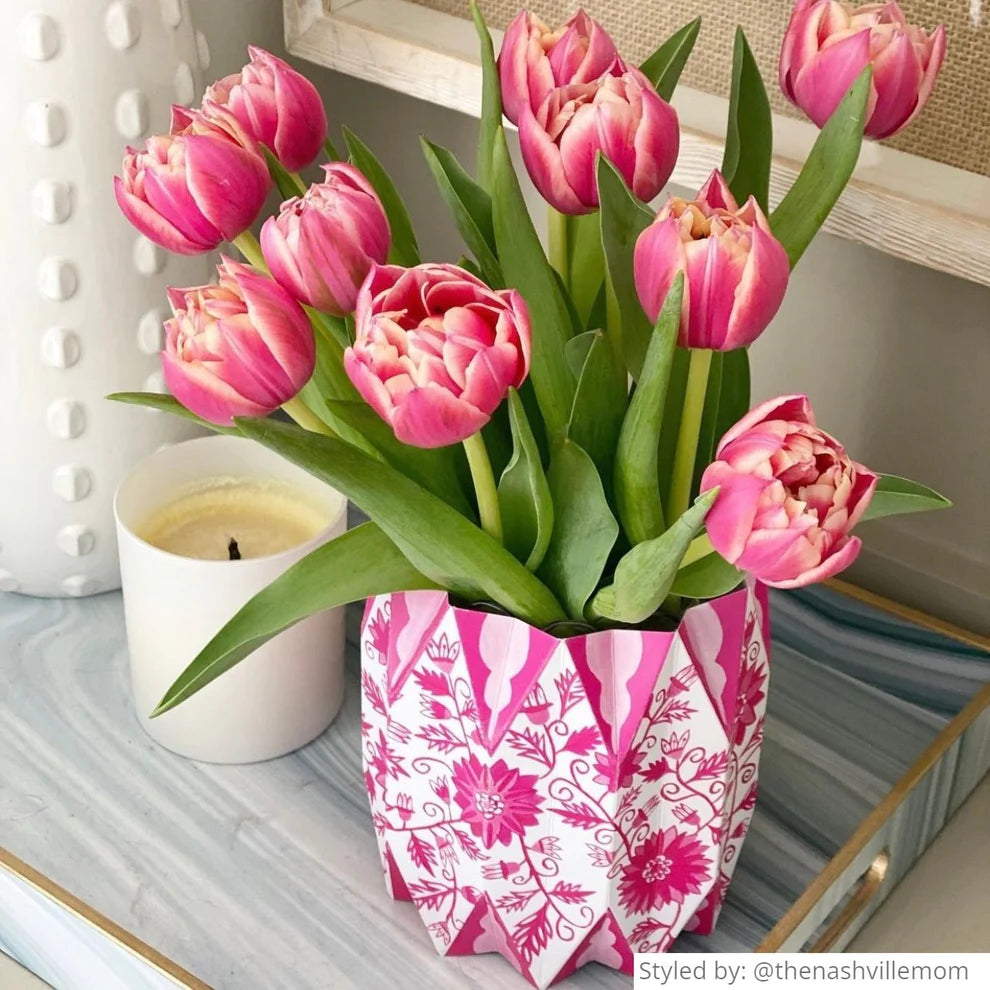 Pink Chinoiserie Paper Vase Wraps