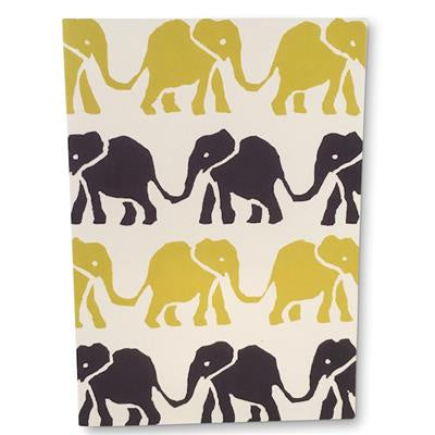 Elephants Card-Navy & Yellow