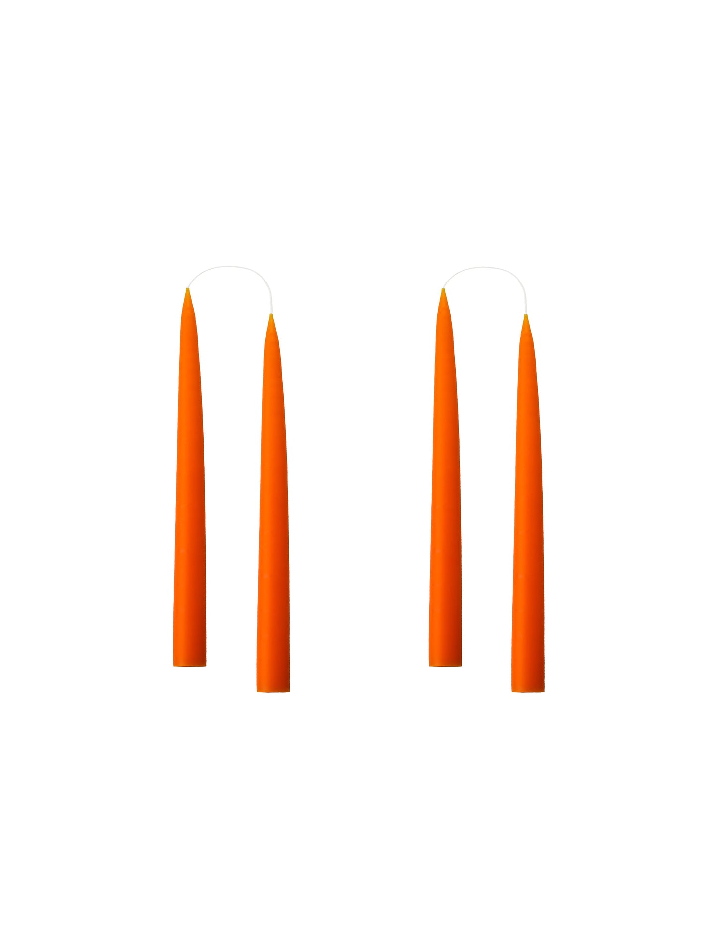 Pair of Orange Hand dipped Taper candle / Short