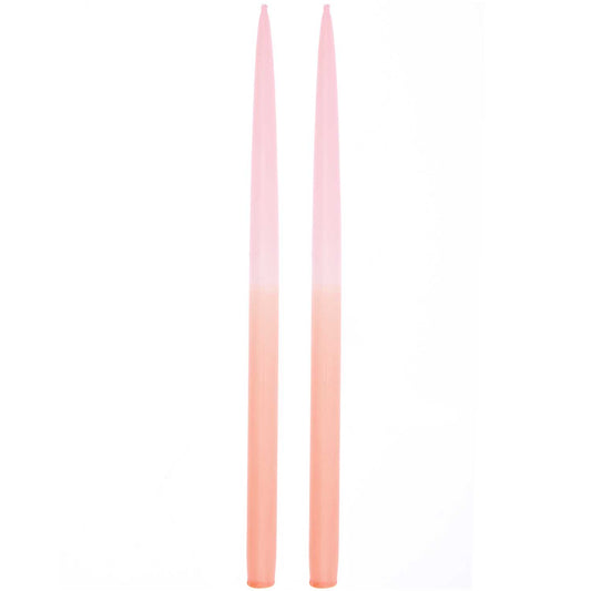 Dip Dye Slim Candles 28cm- Pink/Orange