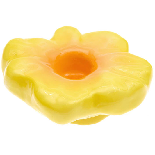 Ceramic Candle Holder, Blossom Footed Yellow
