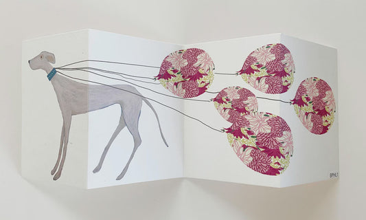 Concertina Hound with Patterned Balloons Card