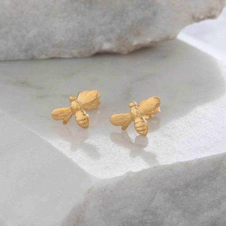 Bee Stud Earrings -Gold Vermeil