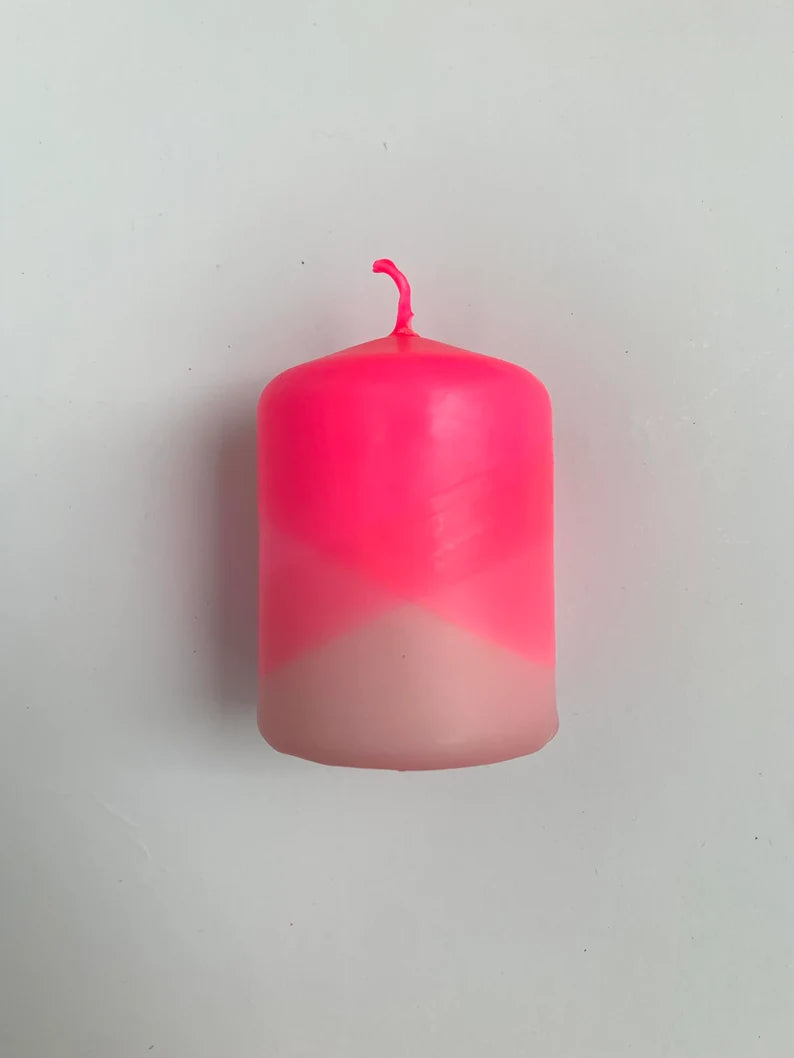 Neon Pink & Sherbert Pink Pillar Candle