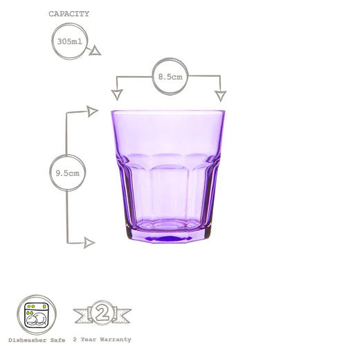 Coloured Water Glass - 305ml-Purple