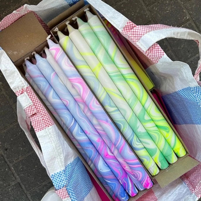 Taper Candles Long- Assorted Marble-35cm