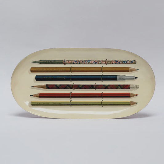 Enamel Printed Tray - Vintage Pencils