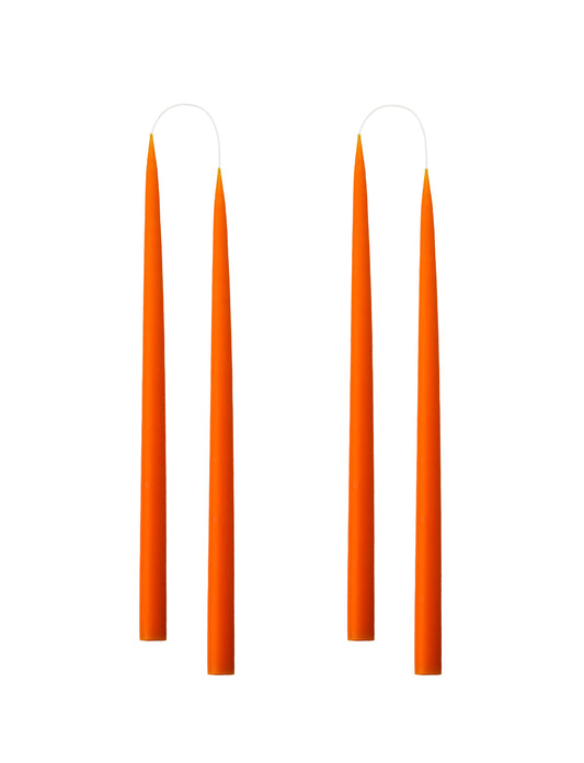Pair of Orange Hand dipped Taper candle / Long