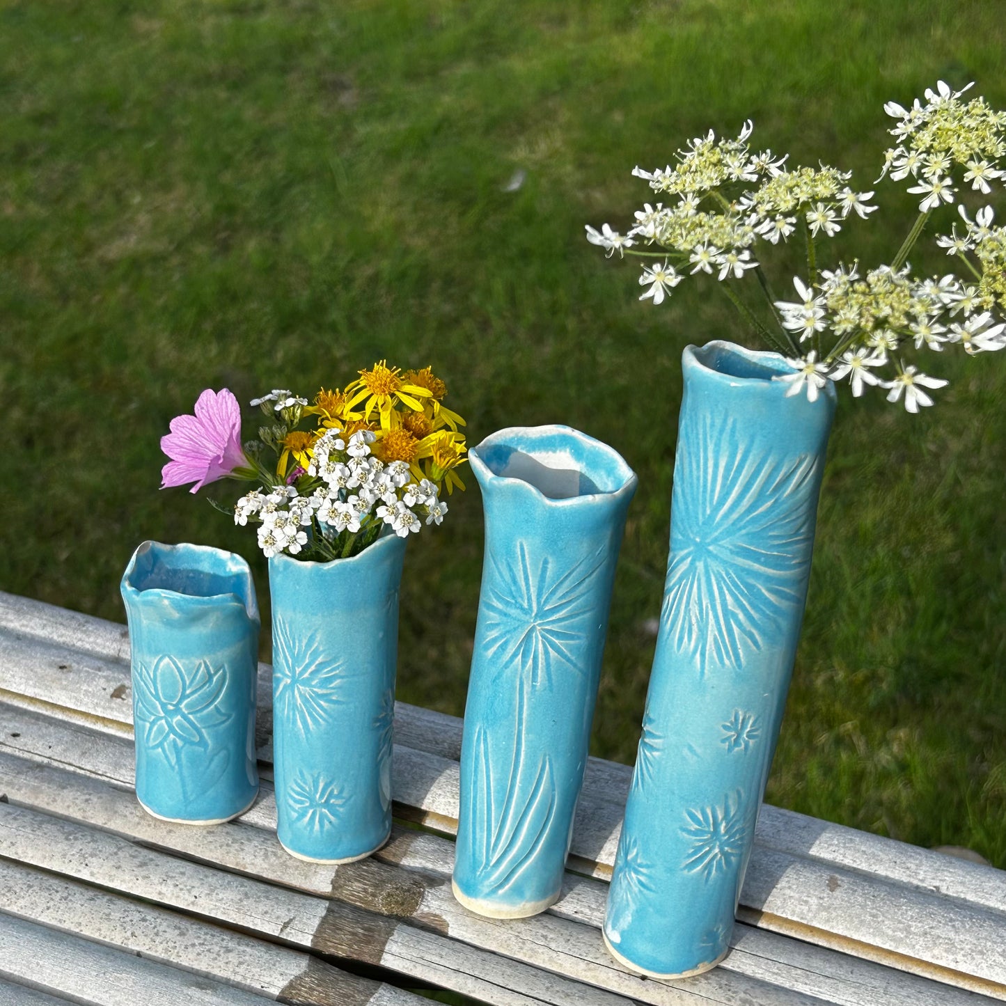 Sky Blue Slender Bud Vase