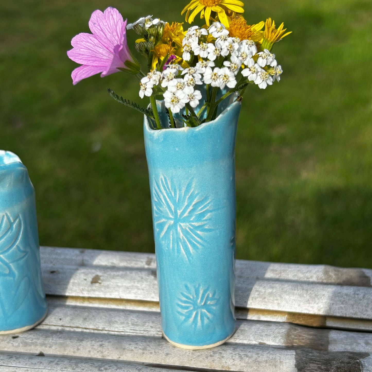 Sky Blue Slender Bud Vase