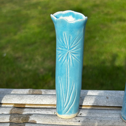 Sky Blue Slender Bud Vase