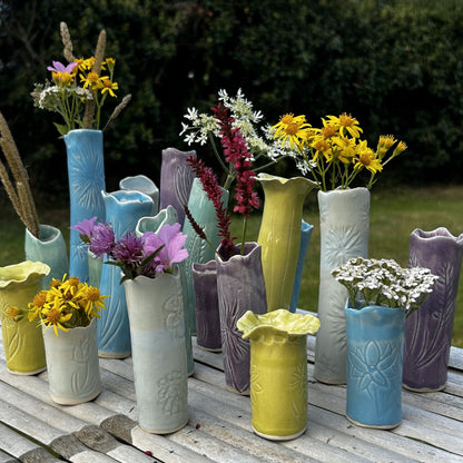 Sky Blue Slender Bud Vase