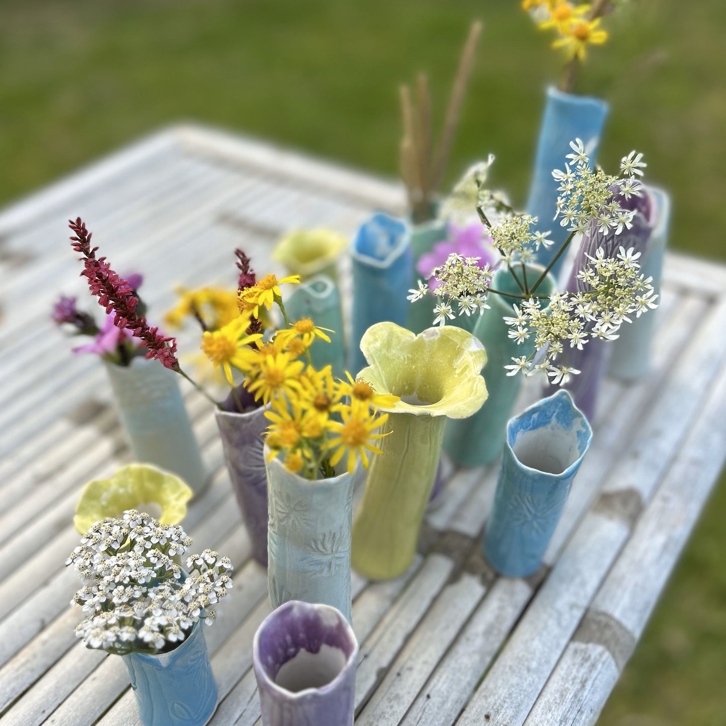 Sky Blue Slender Bud Vase