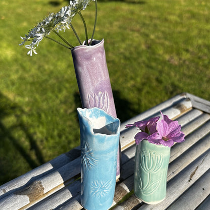 Sky Blue Slender Bud Vase