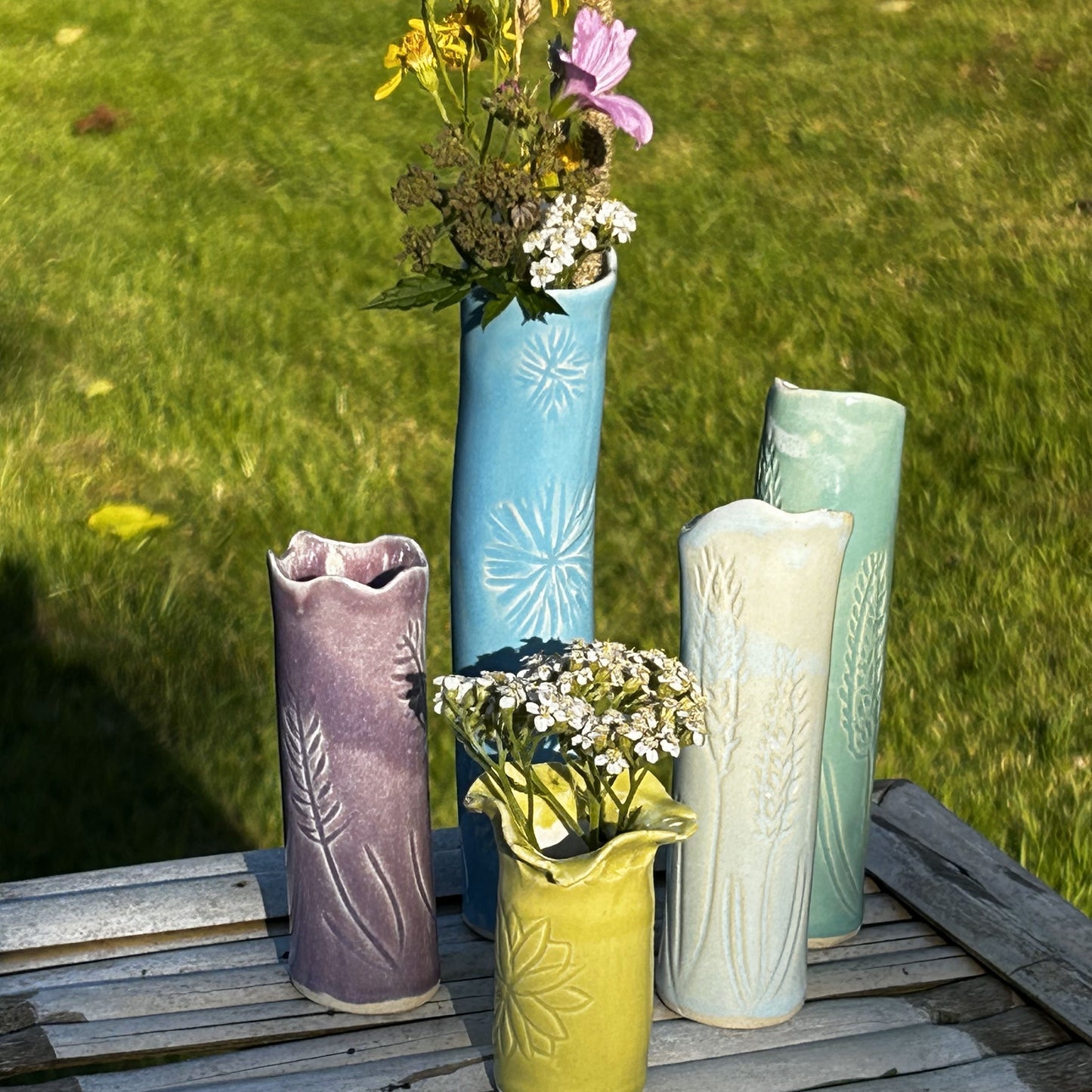 Sky Blue Slender Bud Vase