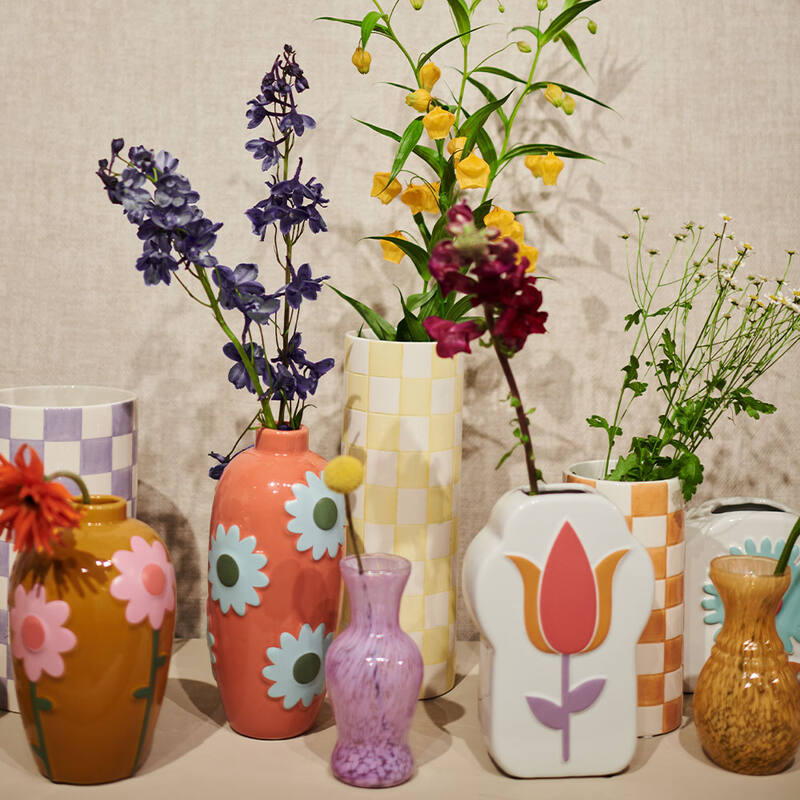 Flower Motif Tall Vase