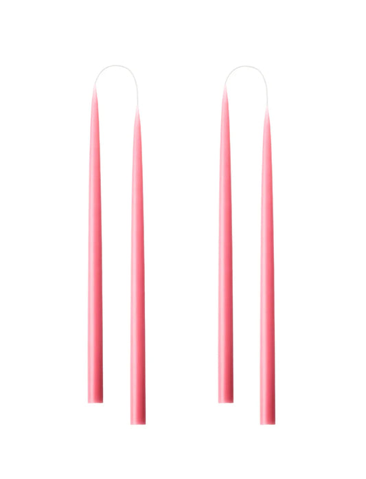 Pair of Pastel Rose Hand Dipped Taper Candles / Long