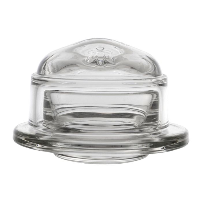 Round Glass Bee Butter Dish