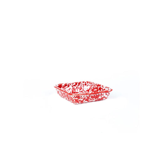 Red Splatter Enamelware Small Square Tray