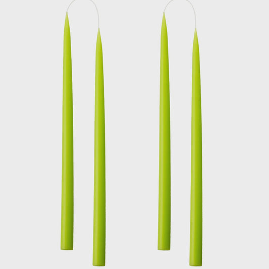 Pair of Lime Hand Dipped Taper Candles / Long