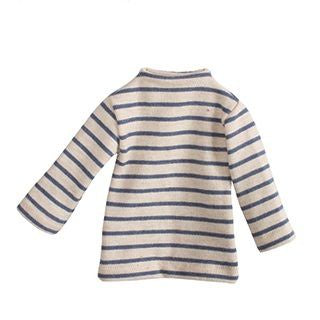 Mega Long Sleeve Top White and Blue Stripped