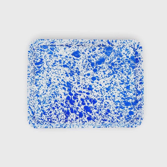 Blue Splattered Enamelware Large Tray