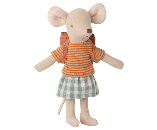 Tricycle Mouse,  Big Sister with Bag- Old Rose