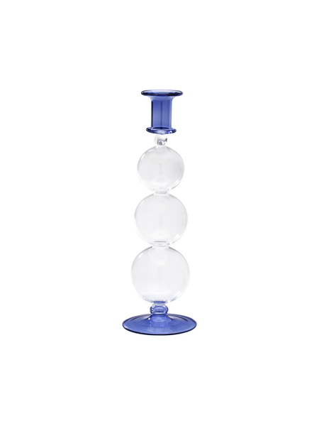 Navy Blue Bubble Glass Candleholder