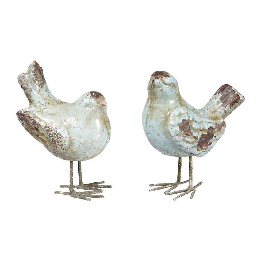 Pair Of Blur Terracotta Birds