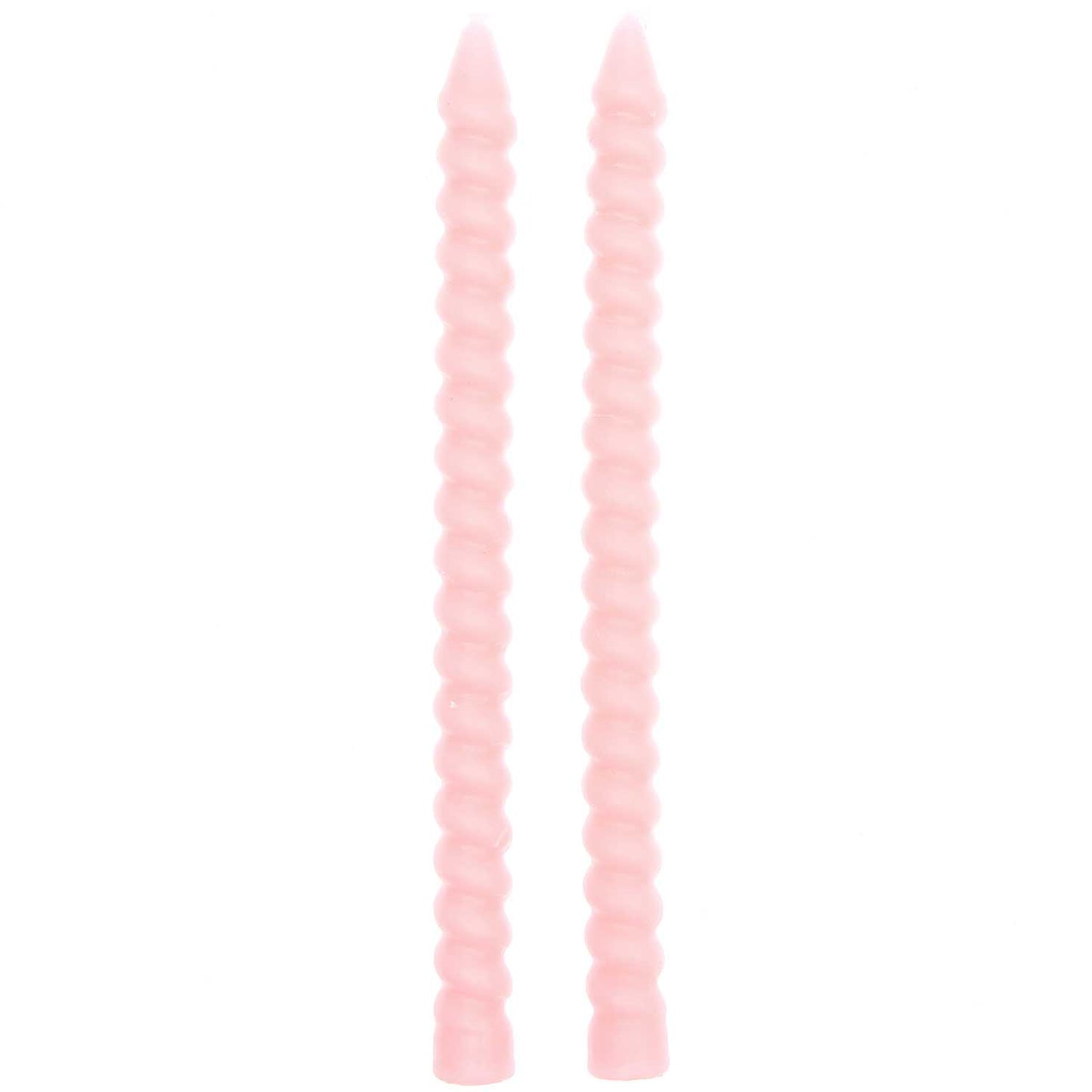 Pair of Pink Spiral Taper Candles