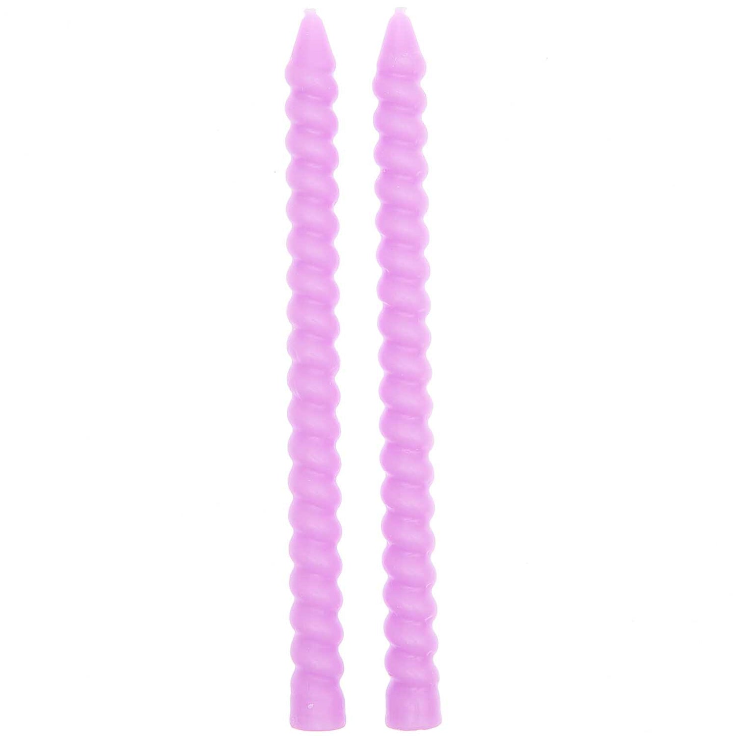 Pair of Lilac Spiral Taper Candles