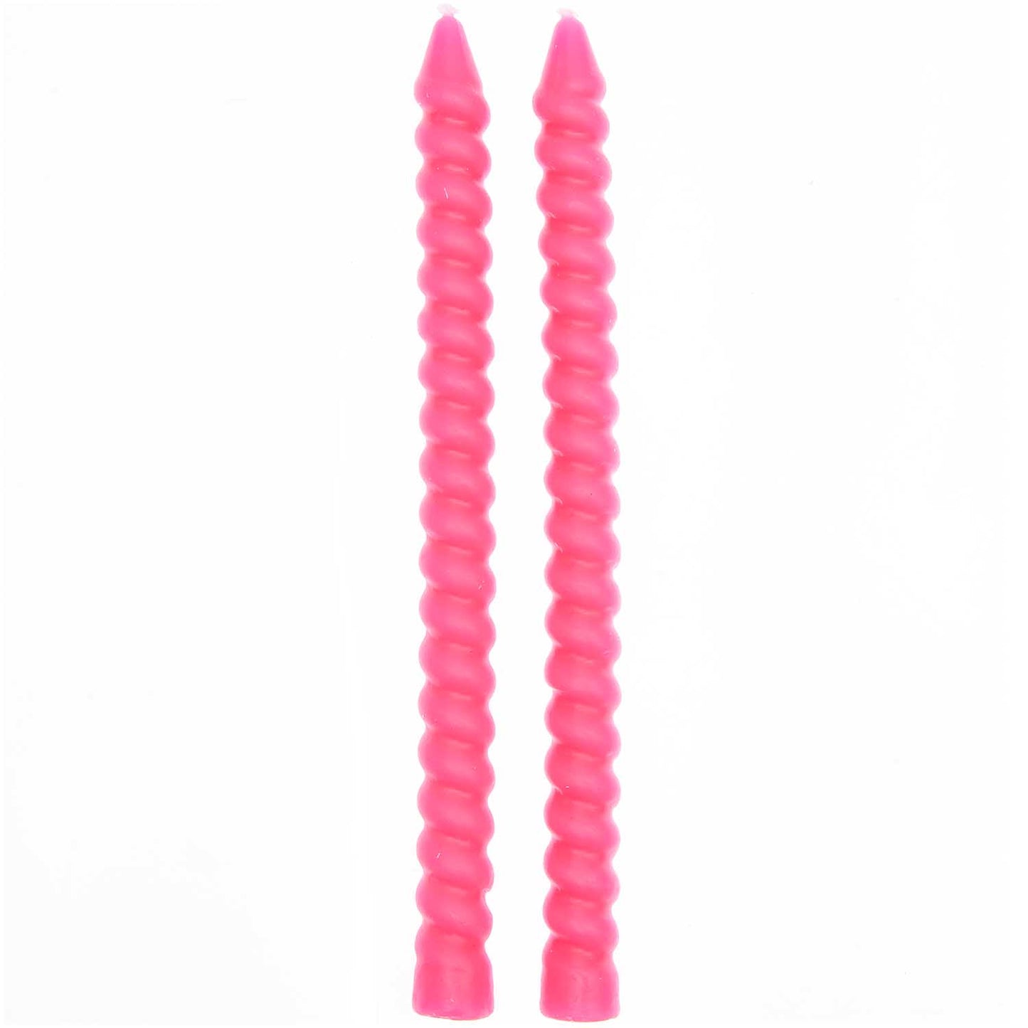 Pair of Neon Pink Spiral Taper Candles