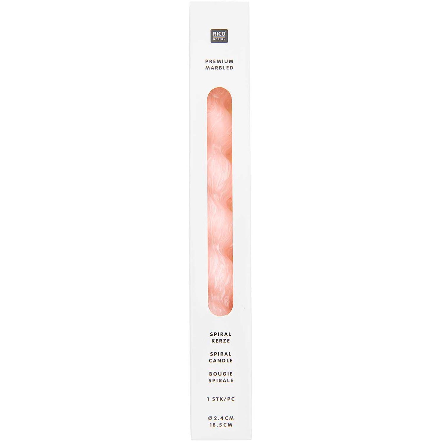 Spiral Candle- Marbled, Salmon