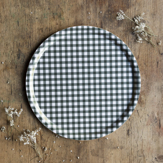 Green Gingham Tray