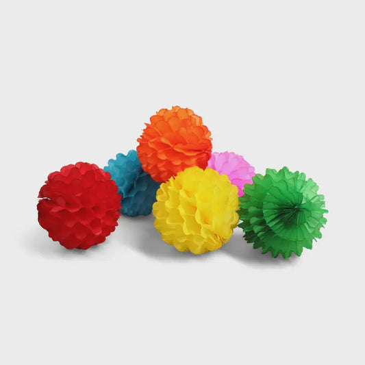 Honeycomb Puff Ball 10cm Rainbow, Set of 6