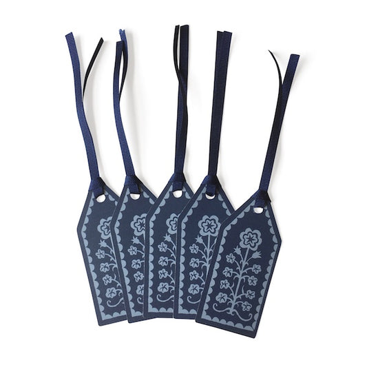 Pack of 5 Gift Tags with Ribbon-Navy