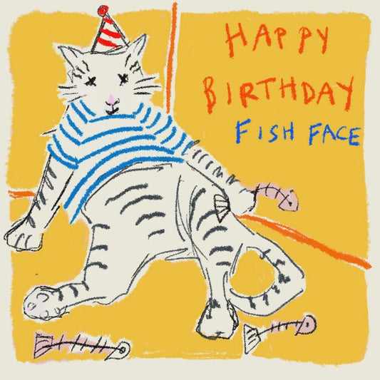 Happy Birthday Fish Face Card