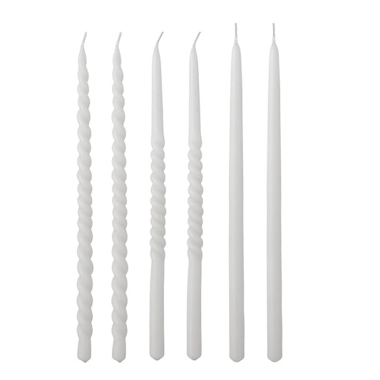 Twist Candles, White, Set of 6