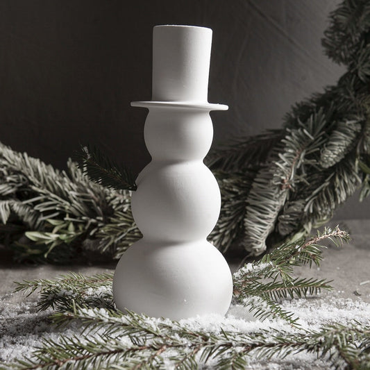 Matt White Ceramic Snowman / Large