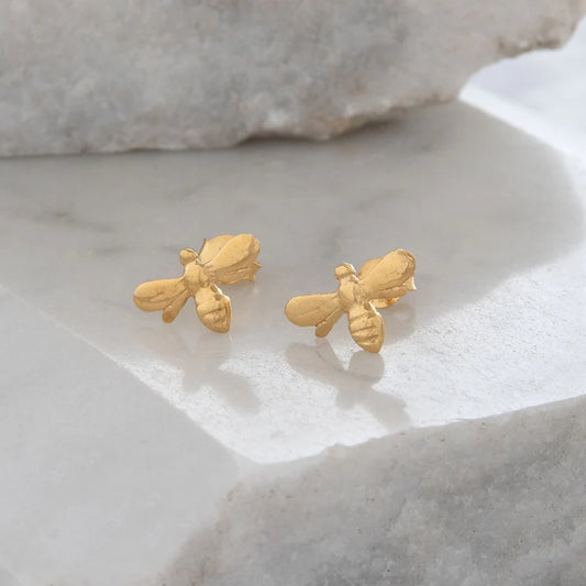 Bee Stud Earrings -Gold Vermeil