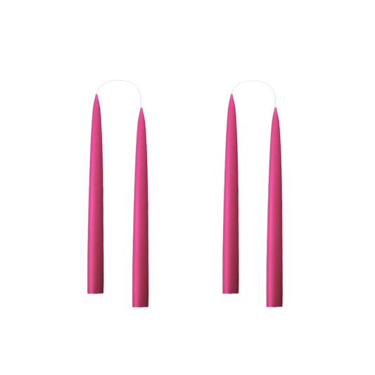 Pair of Cerise Hand dipped Taper candle / Short