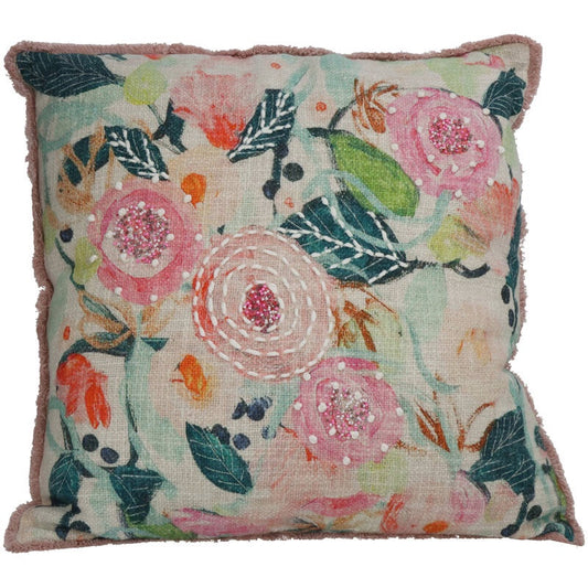 Multi Floral Cushion with Embroidery